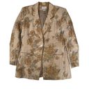 Jennifer Moore VTG  Taupe Floral Watercolor Print  Linen Jacket Blazer Sz… Photo 11