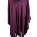 Knit Poncho Cape Shawl Faux Fur Collar Fringe OSFM Plum Purple Mob Wife NEW! Size undefined Photo 1