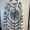 Vintage Havana  Women’s Blue & White Tie Dye V-Neck Lace Up Side Hoodie Size L Photo 1