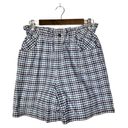 Hunt Club Vintage  Blue Plaid High Rise Mom Shorts 10 Photo 0