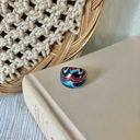 American Vintage Vintage “Naia” Enamel Dome Ring Blue Yellow Red Paint Abstract Statement Jewelry Photo 7