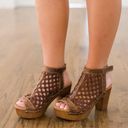 sbicca Outlast Brown Caged Genuine Leather Wood Open Toe Clogs Size 40 US 9 Photo 1