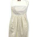 Shoshanna  Dress Size 2 Ivory Gold Stripe Strapless Sheath Cocktail Party Pockets Photo 0