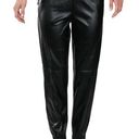 AQUA  Women's Black Faux Leather Elastic Waist/Ankle Pull On Jogger Pants sz S Photo 0