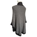 Banana Republic  Sweater Womens M Cape Poncho Wool Blend Mock Neck Striped Black Photo 5