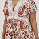 Torrid  Babydoll Crinkle Gauze Crochet Inset Lace-up Top White Floral 2X Women’s Photo 0