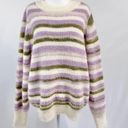 VERO MODA New  Grace Stripe Sweater Fuzzy Crewneck Pullover Birch Purple Photo 4