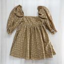 Storia  lace floral puff sleeve mini dress yellow gold wedding event S boutique Photo 7