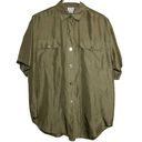 Nordstrom 80s Vintage CLIO For  Button Down Shirt 100% Silk Short Sleeve Green L Photo 7