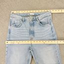 ZARA  Distressed Split Leg High Rise Straight Leg Jeans Light Blue Size 6 Raw Hem Photo 8