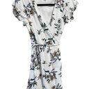 Harper  Floral White Wrap Dress Women's Size M Flutter Cap Sleeves Preppy Brunch Photo 0