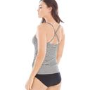 Soma Bandeau Tankini Swim Top Women’s Size 34B Striped Convertible Straps Ruched Photo 2