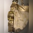 Coach Auth Vintage  Metallic Gold Signature Hobo Handbag Leather Canvas CLEAN Photo 2