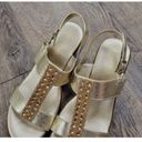 Italian Shoemakers Italian Shoe Makers Metallic Gold Studded Wedge Sandals Size 7M Strap Shoes Photo 2