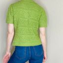 Cider Sage Green Crochet Collard Short Sleeve Sweater Photo 3