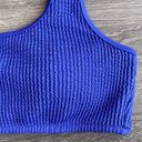 Aerie NEW  Crinkle Scoop One Shoulder Bikini Top Cobalt Blue Size Small Photo 2