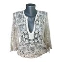 Boho Cream Crochet Lace Top or Swim Swimsuit Cover Up Beach Bohemian Size Medium Photo 0