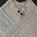 Irish "Carraig donn" Poncho Merino Wool One Size Beige Aran Knit Crochet Cape Photo 11