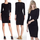 James Perse Standard  Jersey Stretch Knit Knee Length Dress Ruched Scoop Black 3 Photo 1