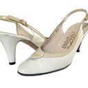 Salvatore Ferragamo Vintage Ferragamo Slingback Heels White & Bone Leather Women’s Size 8 Pump Italy Photo 1