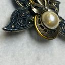 Filagree Silver Gold Color Angel Jewelry Pin Brooch Halo Faux Pearl Bow Wings Photo 12