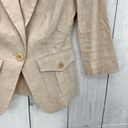 Bebe  (0) Cream Linen Blend Blazer Jacket 1/2 Sleeve Fitted Button Up Photo 3