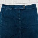 Talbots  Denim Mini Skirt Women's 12 Petite Dark Wash Stretch‎ Double Button Photo 3