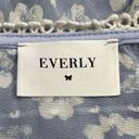 Everly  Floral Blue Front Tie Swiss Dot Flared Sleeves Top Photo 11