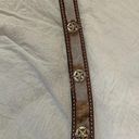 Vintage Hand Tooled Leather Belt Western Size 34 Silver Buckle Authentic Boho Brown Photo 0