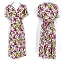 June & Hudson Women's Floral Wrap Dress Maxi Spring Tie Back Red White Size larg Size L Photo 1