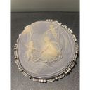 Vintage Raised Cameo Pin Resin Lady with Angels Round Faux Cherub Cameo Brooch Photo 1