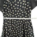 The Row Ducks In A Mini Dress Women L Black Cream Cat Print Short Sleeve Sheer Lined Photo 7