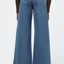 ZARA  High Waist Marine Straight Wide Leg Jeans Raw Hem Light Blue Wash, Size 4 Photo 9