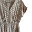 Aura  Women's Medium Pink White Polka Dot Short Sleeve Button Up Jumpuit Photo 5