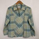 Christopher & Banks  Tie Dye Plaid 1/4 Zip Woven Blouse Size L Photo 2