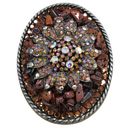 Ivan Taiwan Rare Vintage Beaded Belt Buckle Western Hippie Boho Brown Photo 1