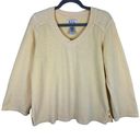 New York Laundry Vintage N. Y. L.  Pale Yellow V-Neck Pullover Fleece Size L Photo 0