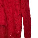 American Eagle  Open Knit Sweater Size Medium Jegging Fit Red V-Neck Womens Photo 2