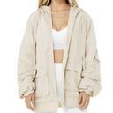 Alo Yoga Alo Reversible Legion Jacket Bone Fleece Sherpa Oversized Beige Cream Hooded XS Photo 1
