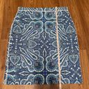 J. McLaughlin  Halle Reversible Skirt Womens Small Scuba Pencil Blue Paisley Geo Photo 5