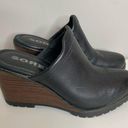 Sorel New  After Hours Wedge Leather Mule Black 6 Photo 0