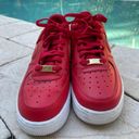 Nike - Women’s Air Force 1 Low Red Gold Swoosh Sneaker, Size 8 Photo 5