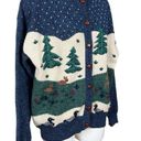 Northern Reflections Vintage  Nature Scene Wool Blend Button Down Sweater Large Photo 3