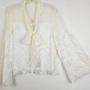 Alexis  Ivory Crochet Bell Sleeve Bow Tie Blouse XS Photo 1