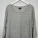 Lane Bryant  Women Plus Size 26/ 28 Gray White Gold Stripe Sweater Ruffle Photo 2