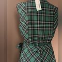 Draper James Sleeveless Bow Waisted Love Circle Dress in Green Plaid. Photo 6