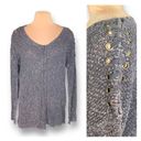 Vintage Havana  Women's Sweater Gray Knitted Shoulder Lace Neutral Knit Pullover Photo 1