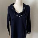 Nic & Zoe  Hoodie Women Medium Blue Lace Up Sweatshirt Cotton Blend Pullover EUC‎ Photo 5