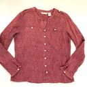 Orvis Pink Floral Button Blouse Shirt Size Large Photo 0