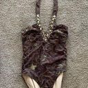 Newport News COPY -  One Piece Halter Swim Suit Size 10 Brown Sequin summer spri… Photo 0